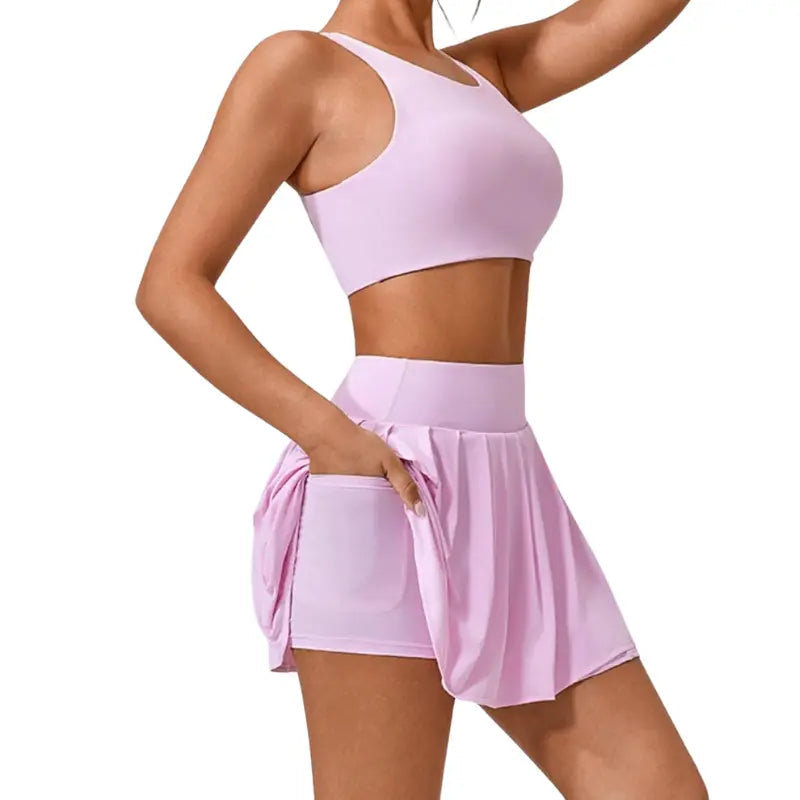 nova stylish wide shoulder top and skirt set for fitness and yoga enthusiasts