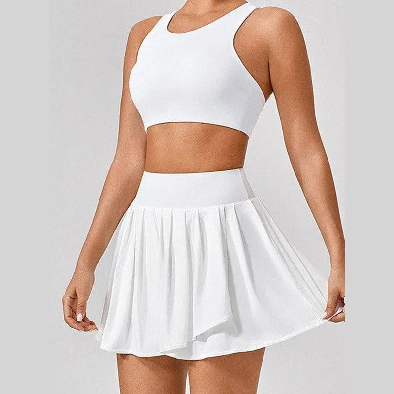 nova stylish wide shoulder top and skirt set for fitness and yoga enthusiasts