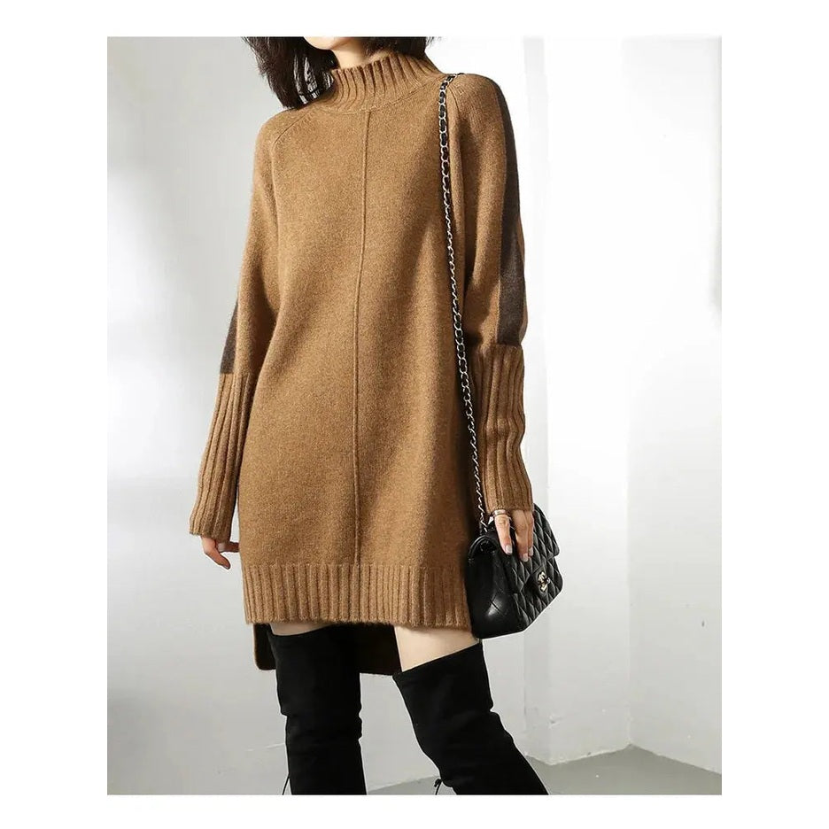 lyra cozy oversized sweater dress with high mock neck for casual outings