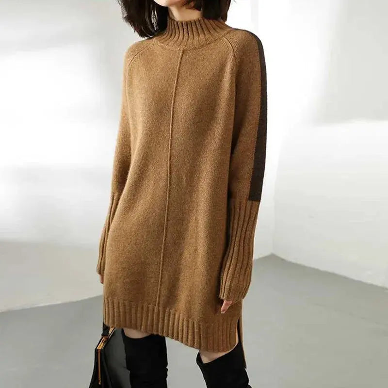 lyra cozy oversized sweater dress with high mock neck for casual outings