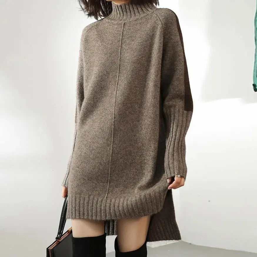 lyra cozy oversized sweater dress with high mock neck for casual outings