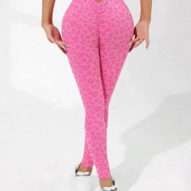 nova leopard high waist leggings with v cut design for yoga and gym
