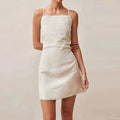 astra elegant a-line mini dress with open back for summer outings
