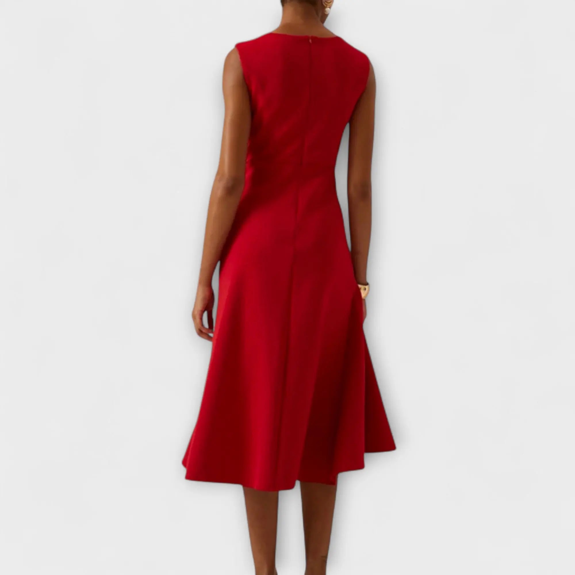 aurelia elegant white midi dress with asymmetrical drape for special occasions