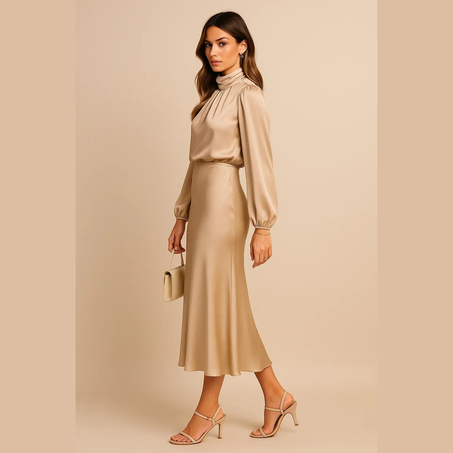 aurelia chic white midi dress with long sleeves for casual and formal occasions