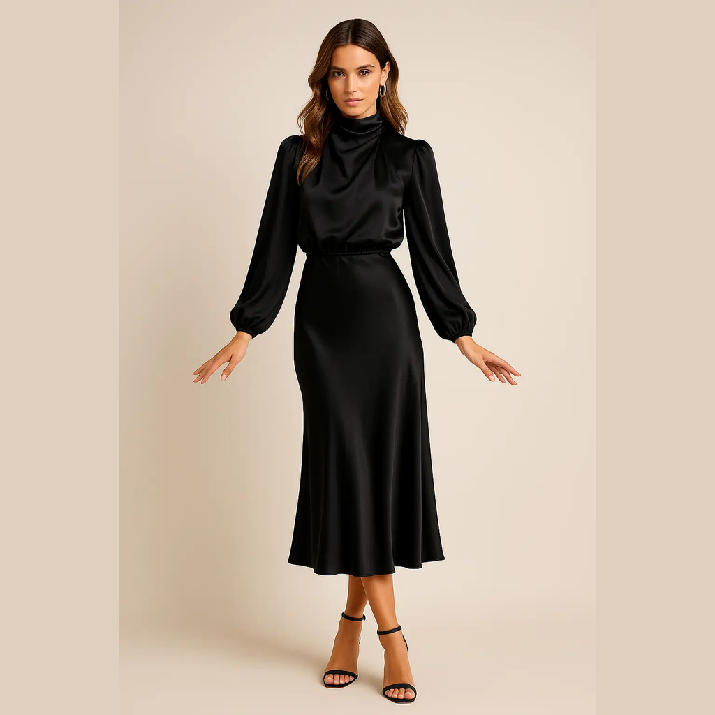 aurelia chic white midi dress with long sleeves for casual and formal occasions
