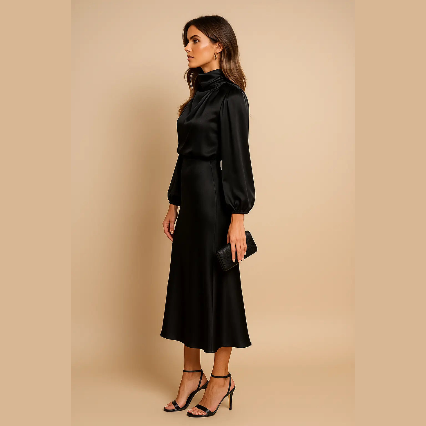 aurelia chic white midi dress with long sleeves for casual and formal occasions