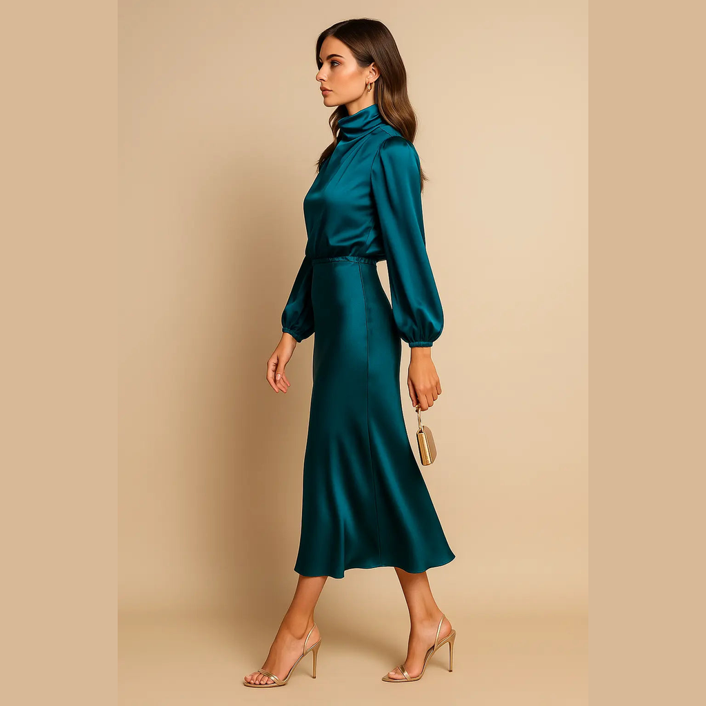 aurelia chic white midi dress with long sleeves for casual and formal occasions