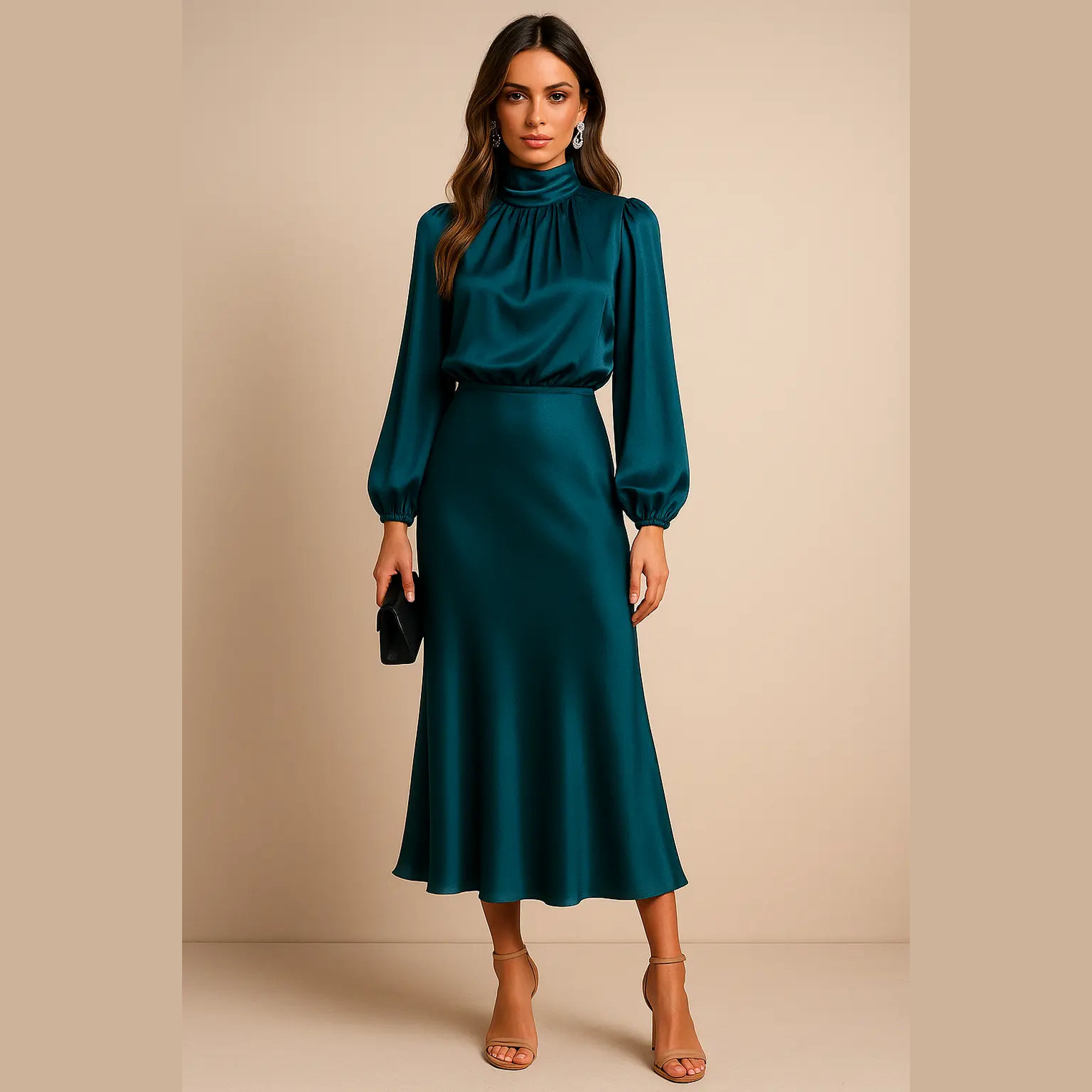 aurelia chic white midi dress with long sleeves for casual and formal occasions