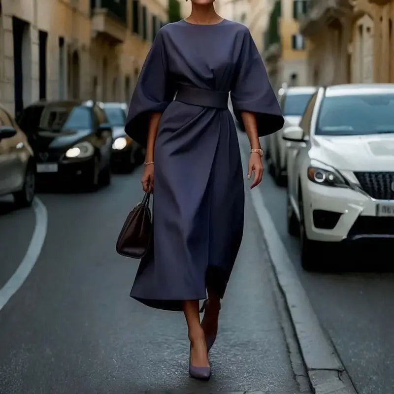 astra elegant women's dress with lantern sleeves for formal occasions