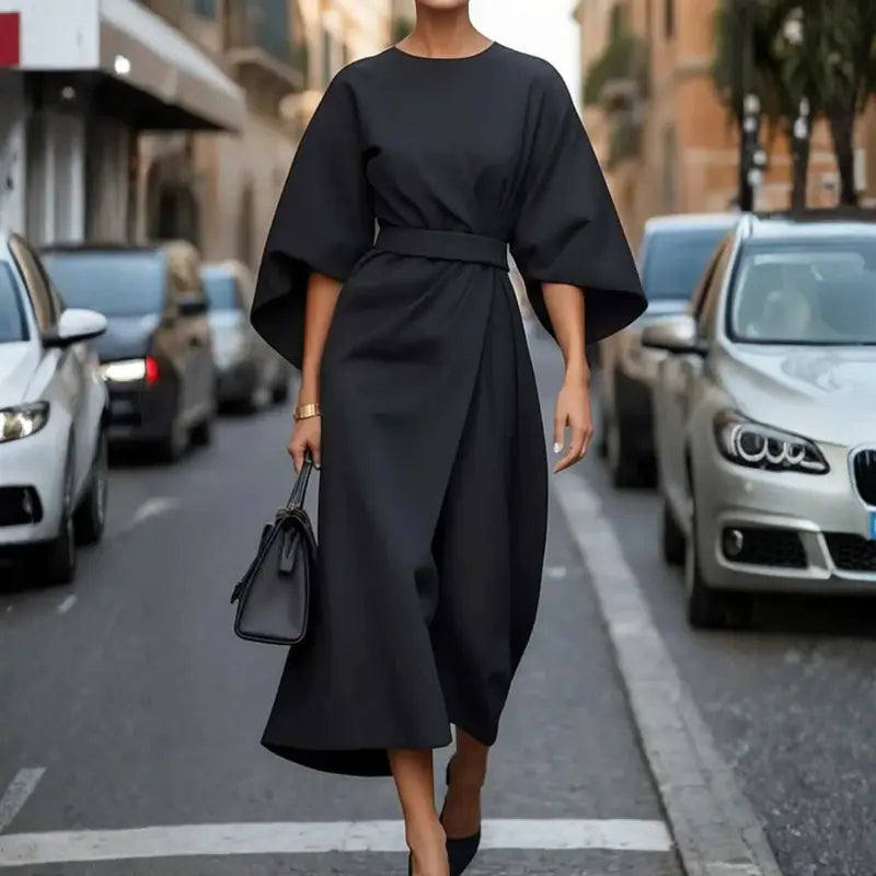 astra elegant women's dress with lantern sleeves for formal occasions