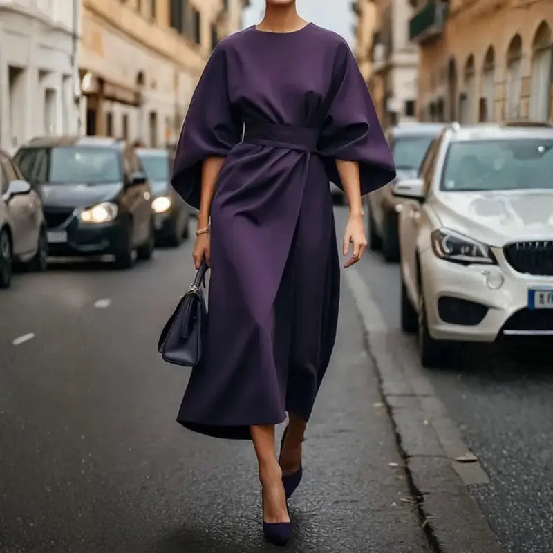 astra elegant women's dress with lantern sleeves for formal occasions