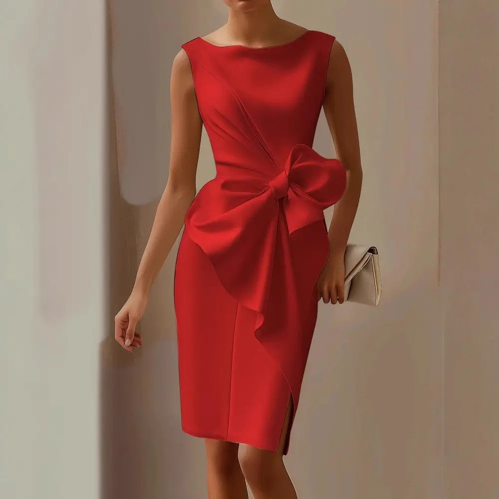 iris elegant women's dress with oversized bow for cocktail and formal events