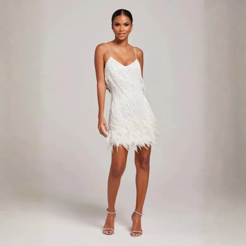aura eye-catching women's fringe dress for parties and night out