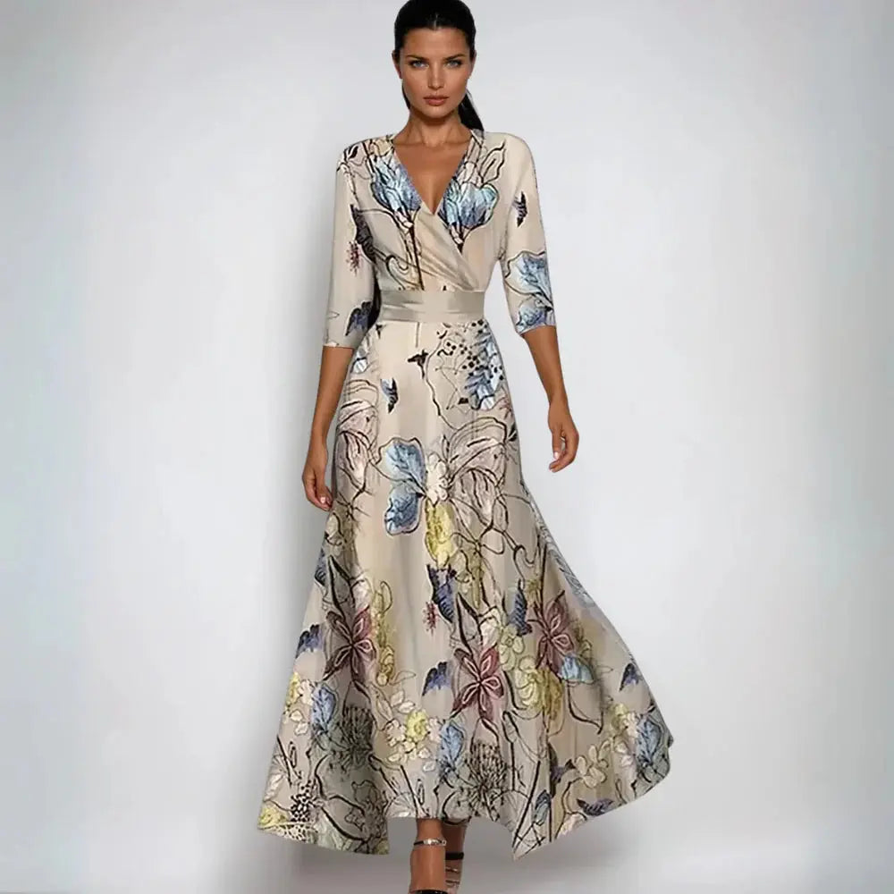 astra floral maxi dress with flattering silhouette for summer parties