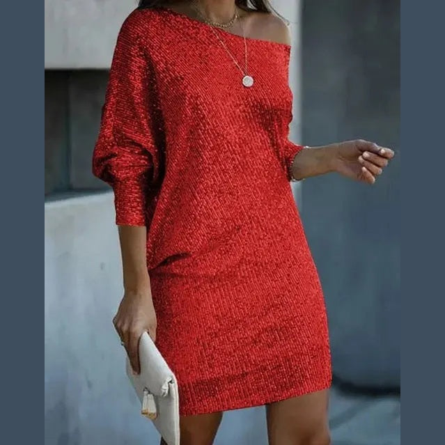 novashine women's one shoulder shimmer mini dress for cocktail parties