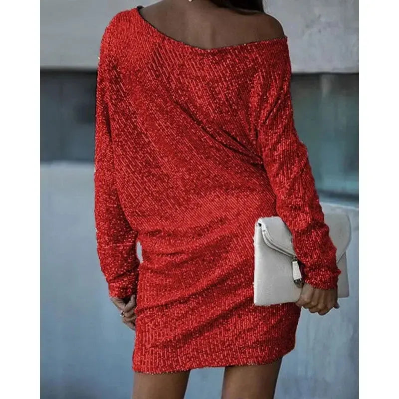 novashine women's one shoulder shimmer mini dress for cocktail parties