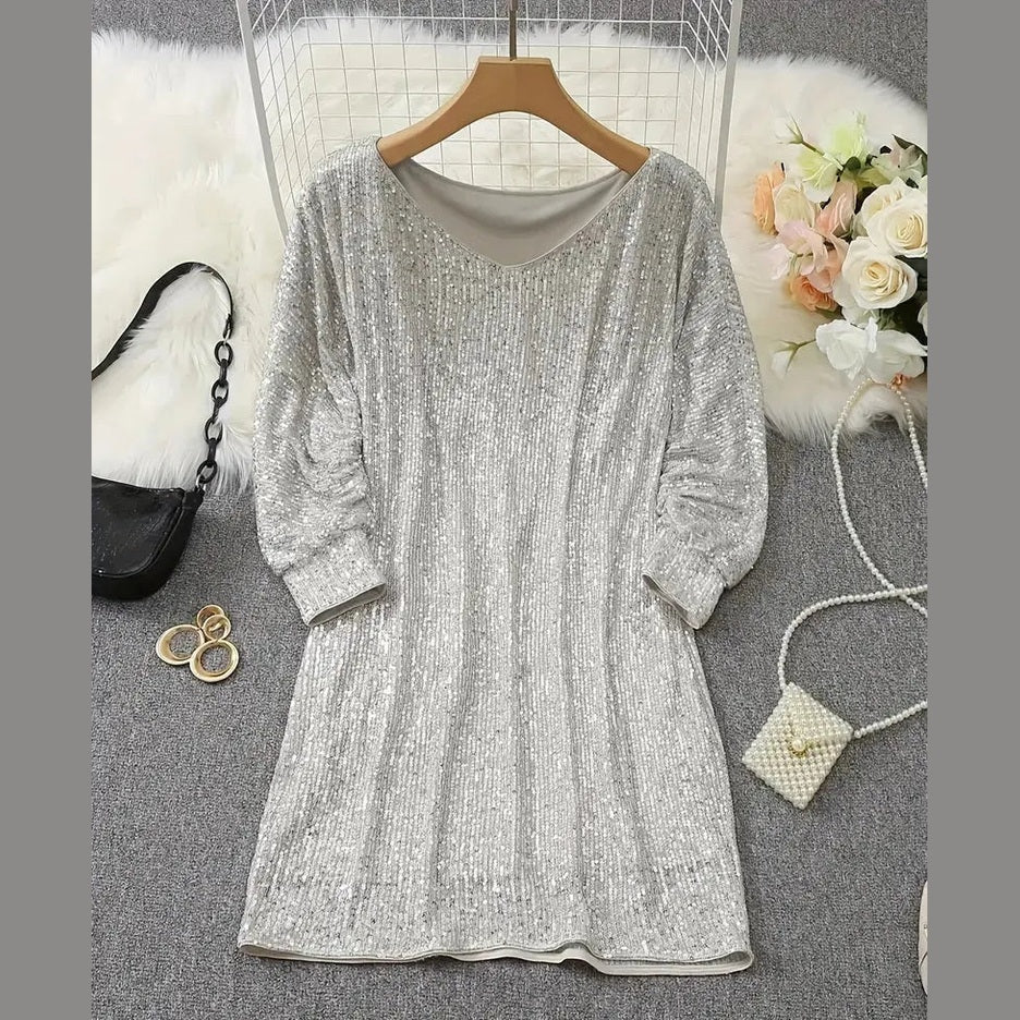 novashine women's one shoulder shimmer mini dress for cocktail parties