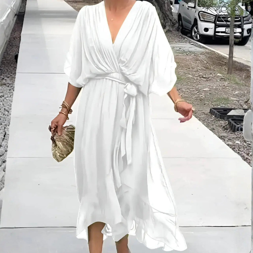 ariaa elegant chiffon midi dress with flowing silhouette for casual and formal