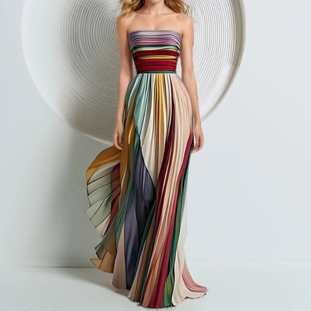 nova - vibrant strapless summer dress with pleated skirt for weddings and events