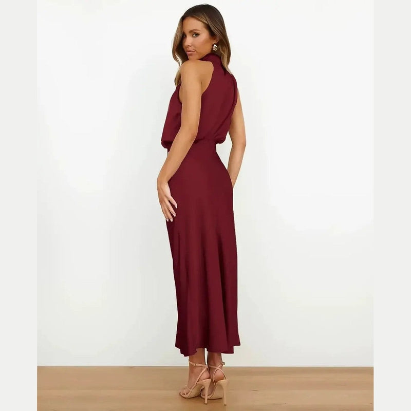 novae elegant women's dress with high neck sleeveless for special occasions