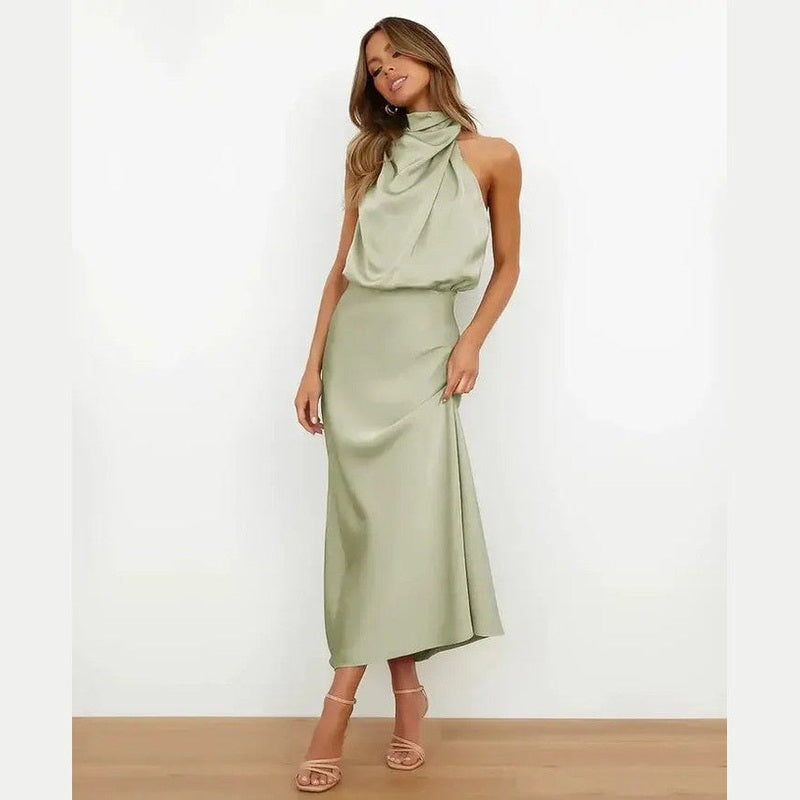 novae elegant women's dress with high neck sleeveless for special occasions