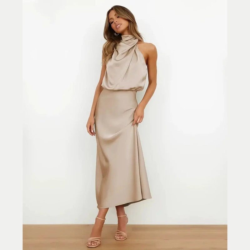 novae elegant women's dress with high neck sleeveless for special occasions