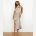 novae elegant women's dress with high neck sleeveless for special occasions