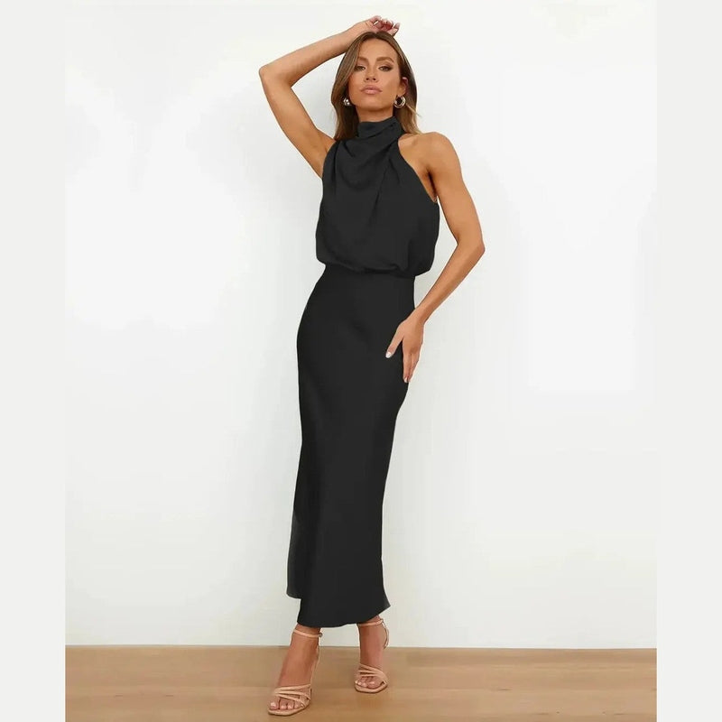 novae elegant women's dress with high neck sleeveless for special occasions