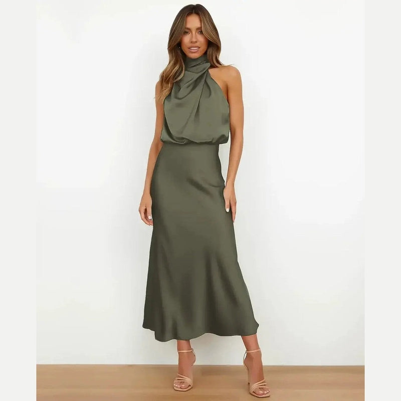 novae elegant women's dress with high neck sleeveless for special occasions