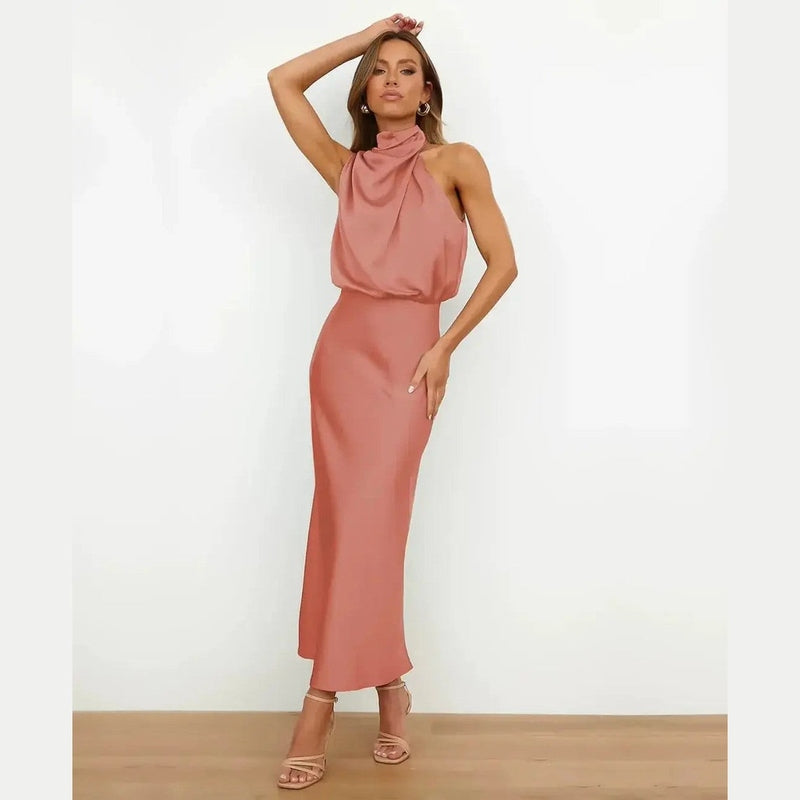 novae elegant women's dress with high neck sleeveless for special occasions