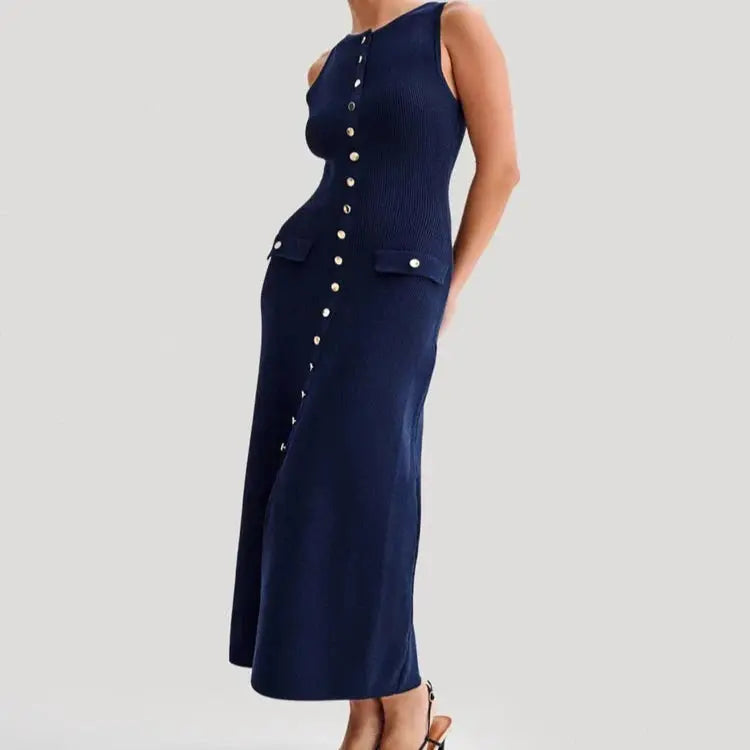 elara flattering a-line dress with gold accents for casual and formal occasions