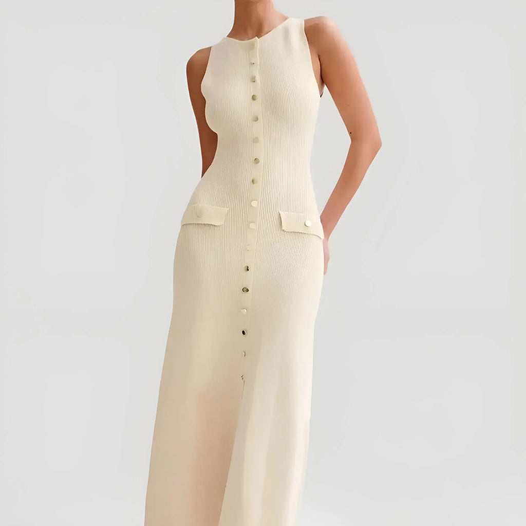 elara flattering a-line dress with gold accents for casual and formal occasions