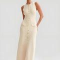 elara flattering a-line dress with gold accents for casual and formal occasions