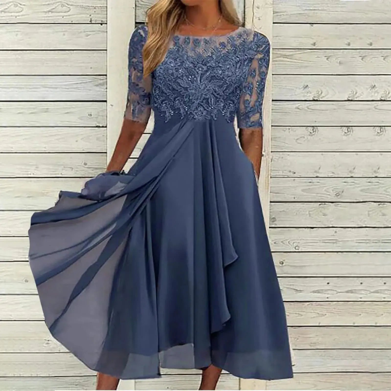 astrae - elegant lace embroidered cocktail dress for weddings and parties