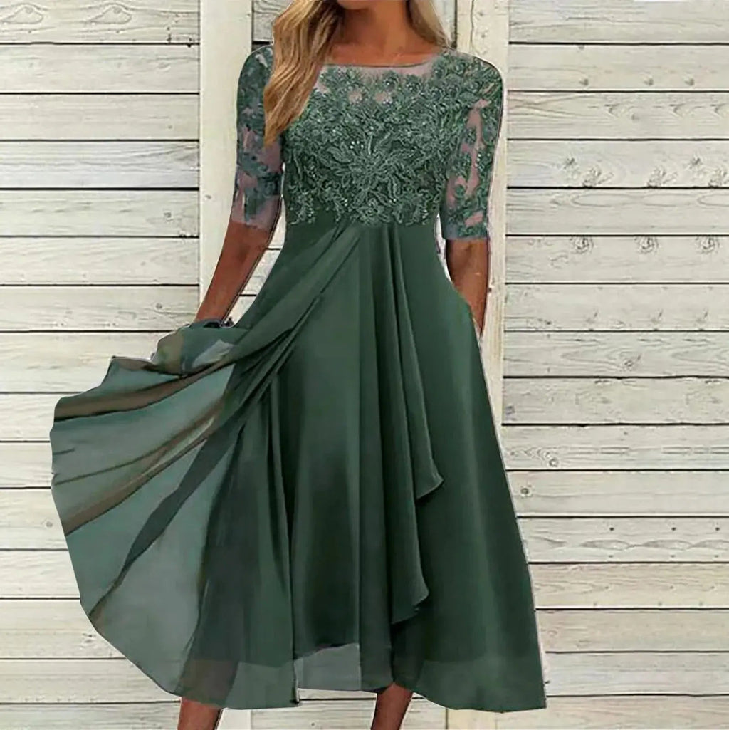 astrae - elegant lace embroidered cocktail dress for weddings and parties