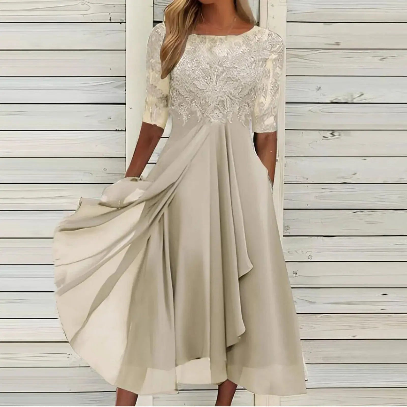 astrae - elegant lace embroidered cocktail dress for weddings and parties