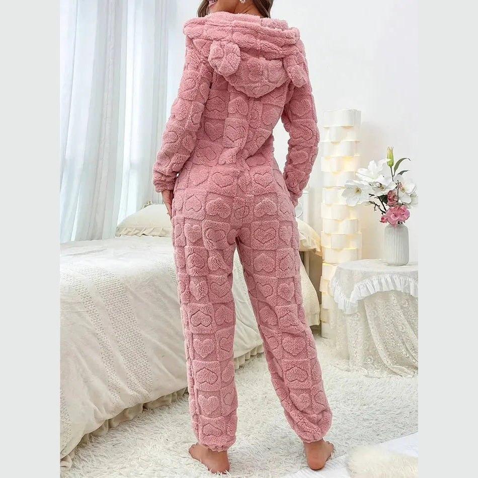 luna cozy women's fluffy jumpsuit for relaxing nights