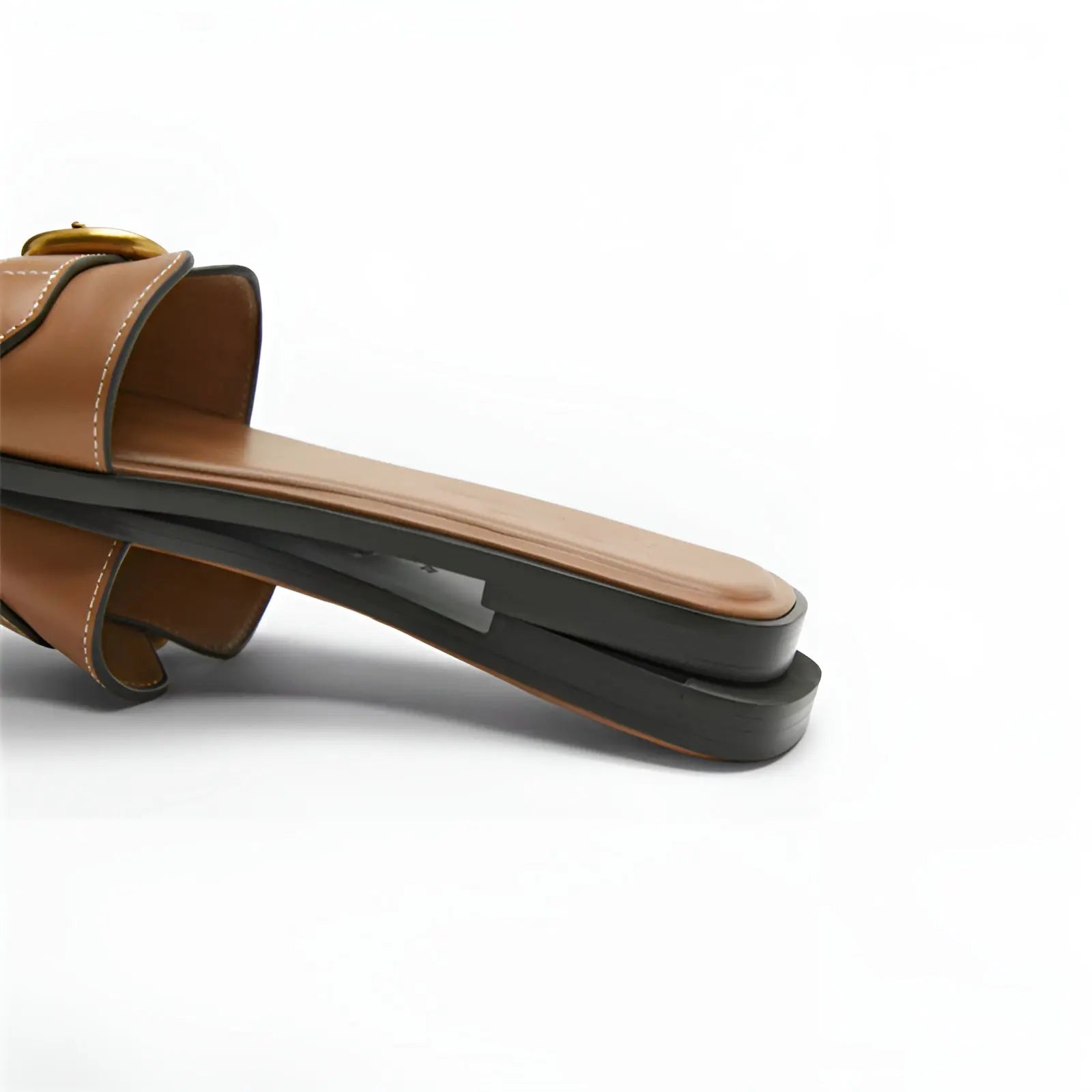 aurelle leather sandals with gold plated buckle for stylish summer outings
