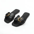 aurelle leather sandals with gold plated buckle for stylish summer outings